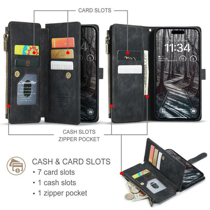 For iPhone 17 Pro CaseMe C30 Card Slots Zipper Wallet Leather Phone Case(Black) - iPhone 17 Pro Cases by CaseMe | Online Shopping UK | buy2fix