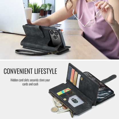 For iPhone 17 Pro CaseMe C30 Card Slots Zipper Wallet Leather Phone Case(Black) - iPhone 17 Pro Cases by CaseMe | Online Shopping UK | buy2fix