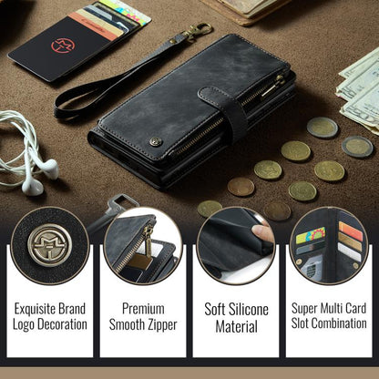For iPhone 17 Pro CaseMe C30 Card Slots Zipper Wallet Leather Phone Case(Black) - iPhone 17 Pro Cases by CaseMe | Online Shopping UK | buy2fix