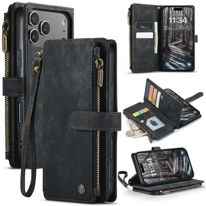For iPhone 17 Pro CaseMe C30 Card Slots Zipper Wallet Leather Phone Case(Black) - iPhone 17 Pro Cases by CaseMe | Online Shopping UK | buy2fix