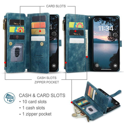 For iPhone 17 Pro Max CaseMe C30 Card Slots Zipper Wallet Leather Phone Case(Blue) - iPhone 17 Pro Max Cases by CaseMe | Online Shopping UK | buy2fix