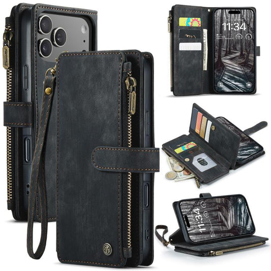 For iPhone 17 Pro Max CaseMe C30 Card Slots Zipper Wallet Leather Phone Case(Black) - iPhone 17 Pro Max Cases by CaseMe | Online Shopping UK | buy2fix