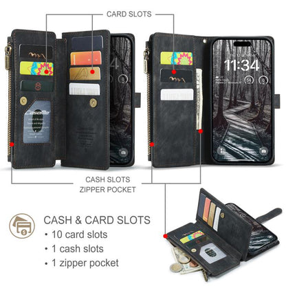 For iPhone 17 Pro Max CaseMe C30 Card Slots Zipper Wallet Leather Phone Case(Black) - iPhone 17 Pro Max Cases by CaseMe | Online Shopping UK | buy2fix