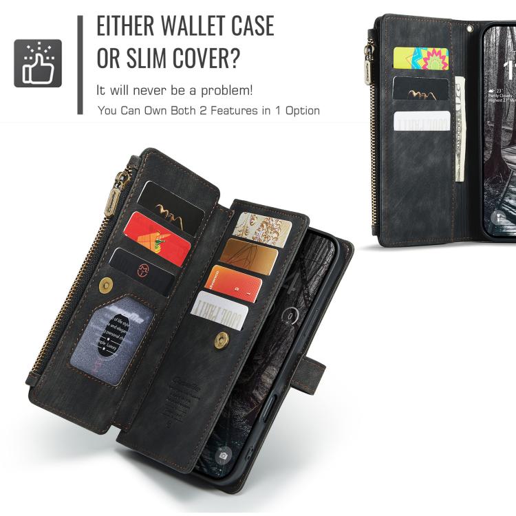 For iPhone 17 Pro Max CaseMe C30 Card Slots Zipper Wallet Leather Phone Case(Black) - iPhone 17 Pro Max Cases by CaseMe | Online Shopping UK | buy2fix