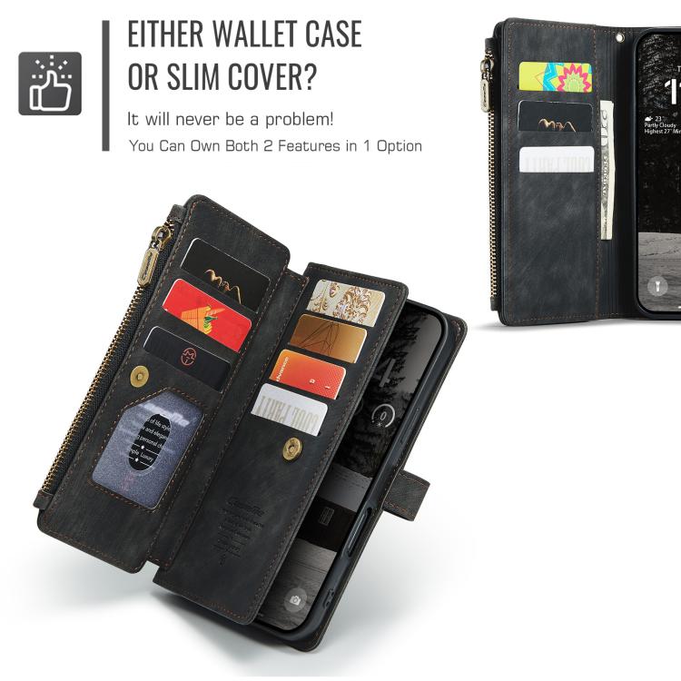For iPhone Air CaseMe C30 Card Slots Zipper Wallet Leather Phone Case(Black) - iPhone Air Cases by CaseMe | Online Shopping UK | buy2fix
