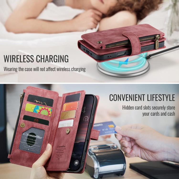 For iPhone Air CaseMe C30 Card Slots Zipper Wallet Leather Phone Case(Red) - iPhone Air Cases by CaseMe | Online Shopping UK | buy2fix