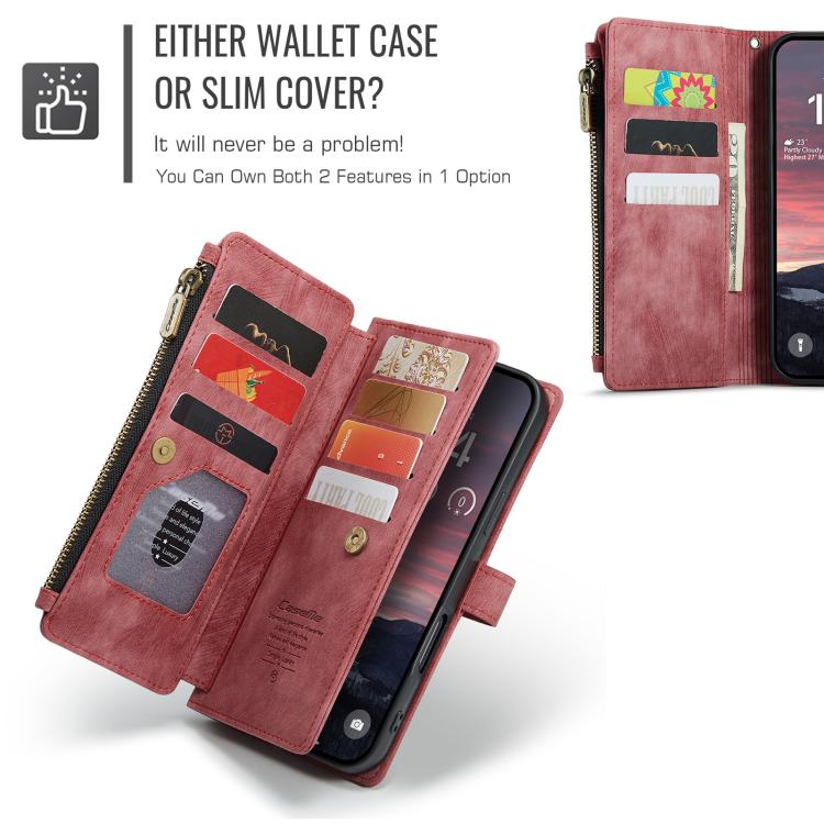For iPhone Air CaseMe C30 Card Slots Zipper Wallet Leather Phone Case(Red) - iPhone Air Cases by CaseMe | Online Shopping UK | buy2fix