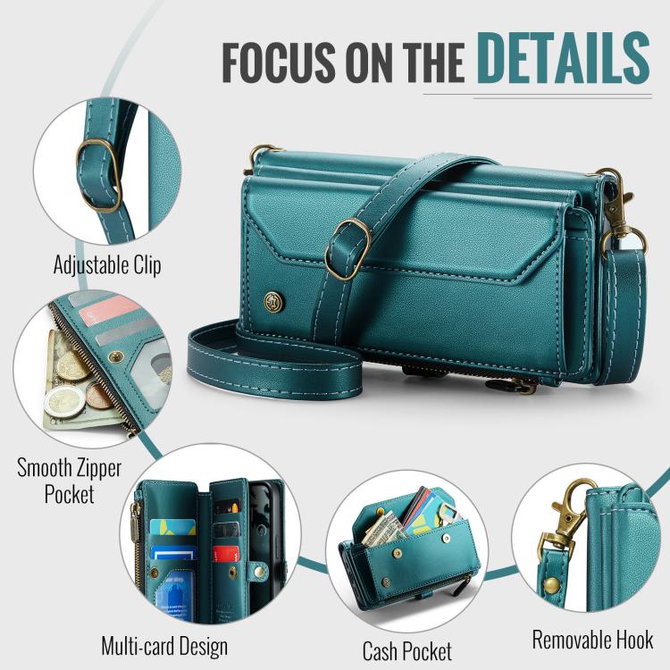 For iPhone 16e CaseMe C36 Card Slots Zipper Wallet RFID Anti-theft Leather Phone Case(Blue) - iPhone 16e Cases by CaseMe | Online Shopping UK | buy2fix