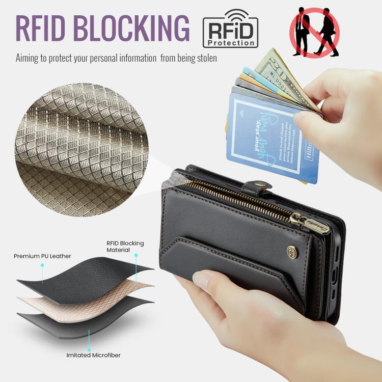 For iPhone Air CaseMe C36 Card Slots Zipper Wallet RFID Anti-theft Leather Phone Case(Black) - iPhone Air Cases by CaseMe | Online Shopping UK | buy2fix