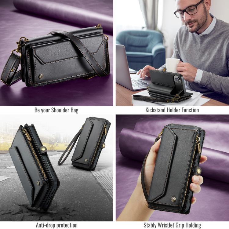 For iPhone Air CaseMe C36 Card Slots Zipper Wallet RFID Anti-theft Leather Phone Case(Black) - iPhone Air Cases by CaseMe | Online Shopping UK | buy2fix