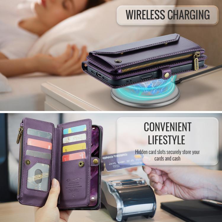 For iPhone Air CaseMe C36 Card Slots Zipper Wallet RFID Anti-theft Leather Phone Case(Purple) - iPhone Air Cases by CaseMe | Online Shopping UK | buy2fix