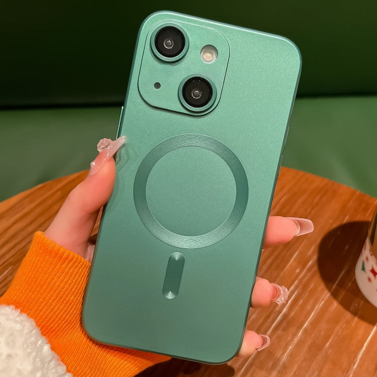 For iPhone 14 Metallic Paint Magsafe Liquid TPU Phone Case(Green) by buy2fix