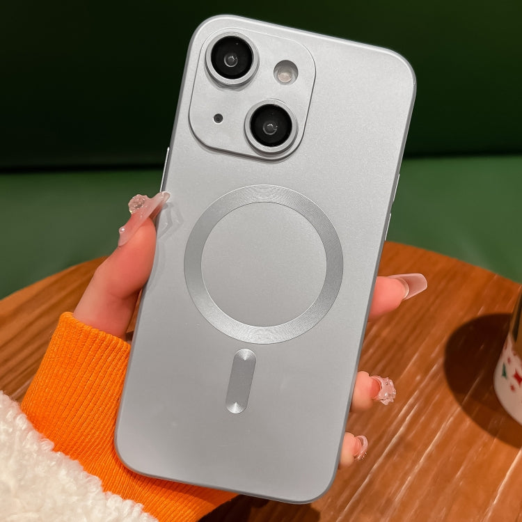 For iPhone 13 Metallic Paint Magsafe Liquid TPU Phone Case(Silver) by buy2fix