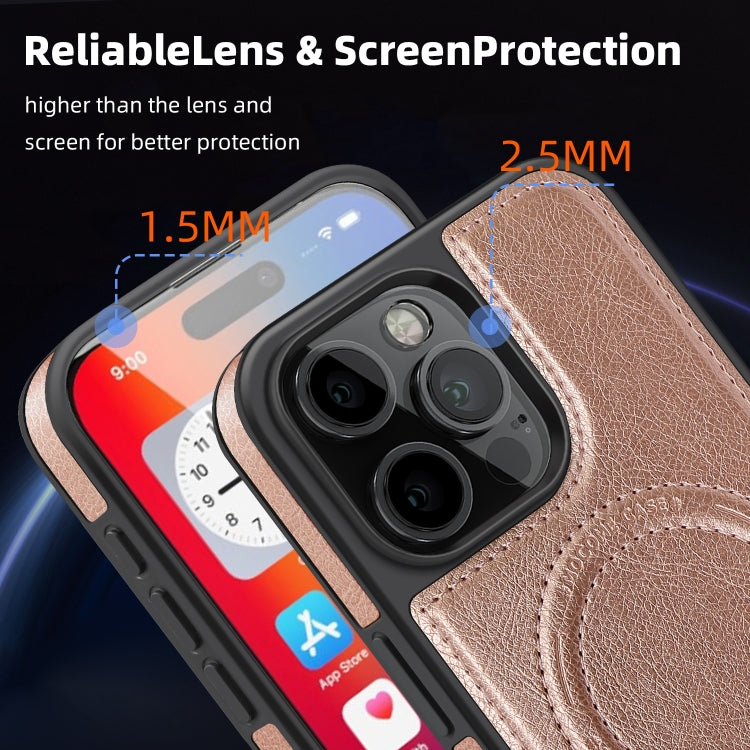 For iPhone 16 Pro Multi-function Holder MagSafe PU Phone Case(Pink) by buy2fix