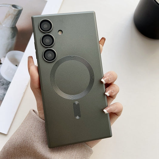 For Samsung Galaxy S25 5G Metallic Paint Magsafe Liquid TPU Phone Case(Grey) by buy2fix