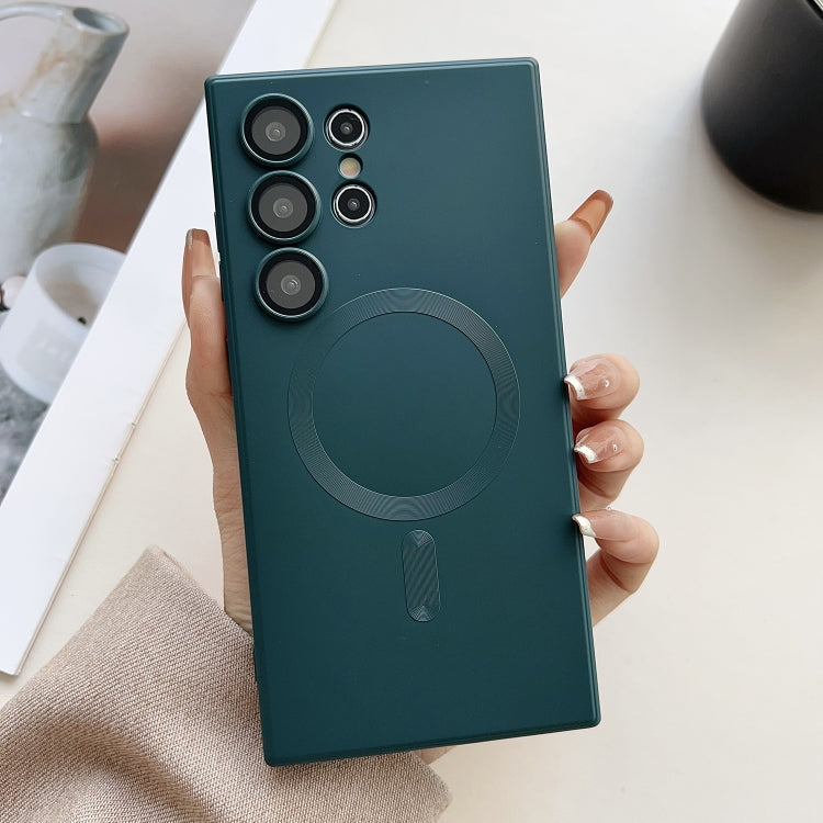 For Samsung Galaxy S25 Ultra 5G Metallic Paint Magsafe Liquid TPU Phone Case(Green) by buy2fix