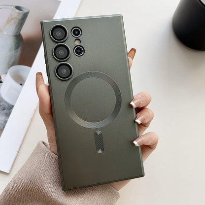 For Samsung Galaxy S25 Ultra 5G Metallic Paint Magsafe Liquid TPU Phone Case(Grey) by buy2fix