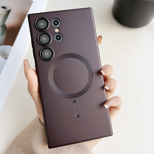 For Samsung Galaxy S25 Ultra 5G Metallic Paint Magsafe Liquid TPU Phone Case(Brown) by buy2fix