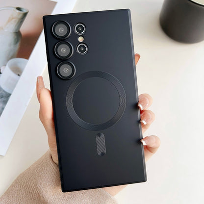 For Samsung Galaxy S25 Ultra 5G Metallic Paint Magsafe Liquid TPU Phone Case(Black) by buy2fix