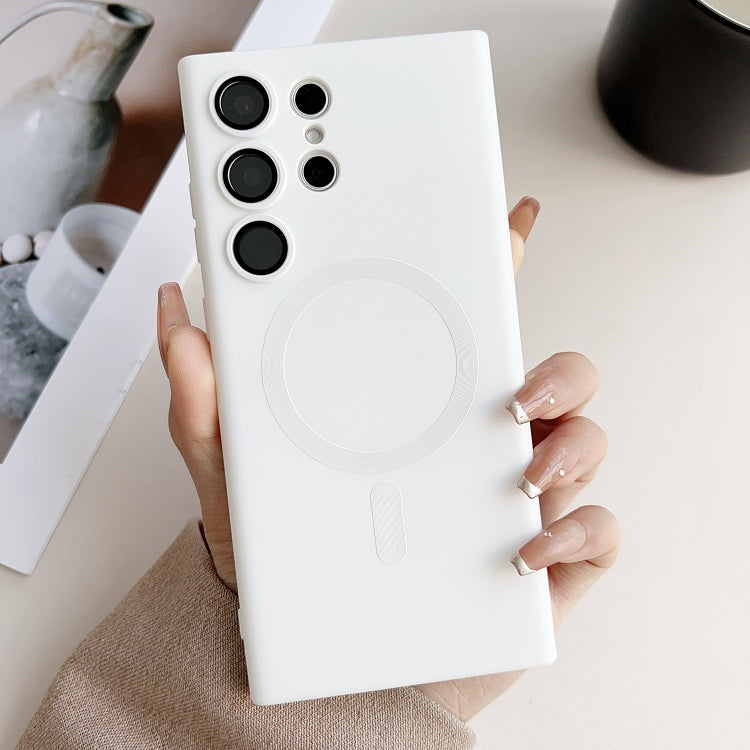 For Samsung Galaxy S25 Ultra 5G Metallic Paint Magsafe Liquid TPU Phone Case(Blue) by buy2fix