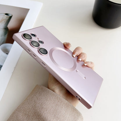 For Samsung Galaxy S25 5G Metallic Paint Magsafe Liquid TPU Phone Case(Pink) by buy2fix