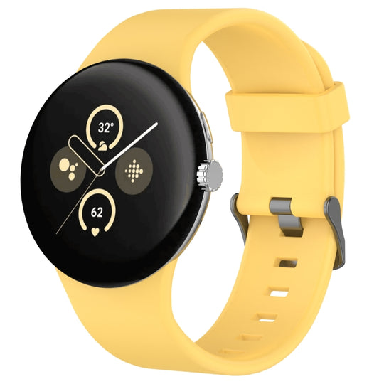 For Google Pixel Watch 5 / 4 / 3 45mm Solid Color Sports Silicone Watch Band(Yellow)
