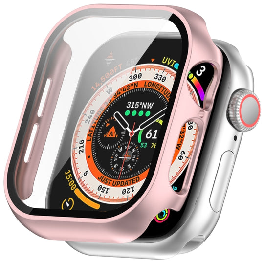 For Apple Watch Series 11 / 10 46mm Tempered Glass Film Integrated PC Watch Case(Rose Gold)