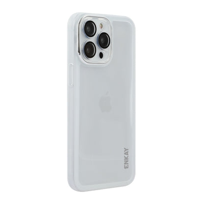 For iPhone 15 Pro Max ENKAY Hat-Prince Translucent Matte TPU Phone Case with Lens Film(White) by ENKAY