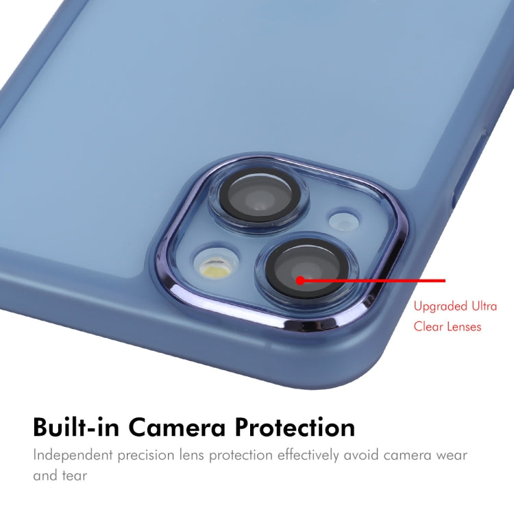 For iPhone 15 ENKAY Hat-Prince Translucent Matte TPU Phone Case with Lens Film(Blue) - iPhone 15 Cases by ENKAY | Online Shopping UK | buy2fix