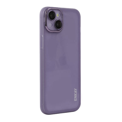 For iPhone 14 Plus ENKAY Hat-Prince Translucent Matte TPU Phone Case with Lens Film(Purple) - iPhone 14 Plus Cases by ENKAY | Online Shopping UK | buy2fix