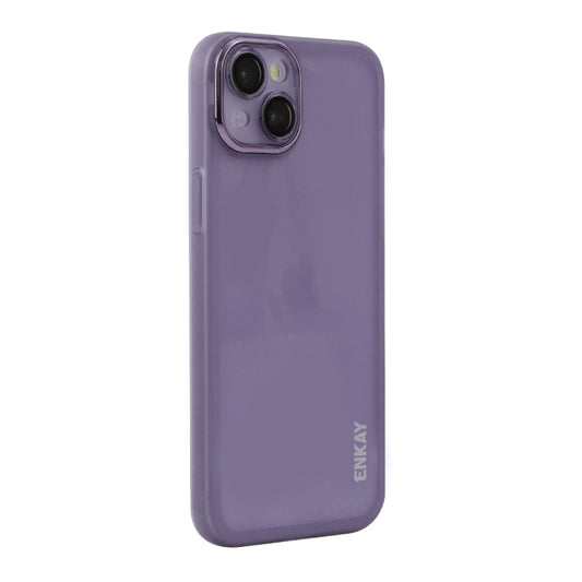 For iPhone 14 Plus ENKAY Hat-Prince Translucent Matte TPU Phone Case with Lens Film(Purple) - iPhone 14 Plus Cases by ENKAY | Online Shopping UK | buy2fix