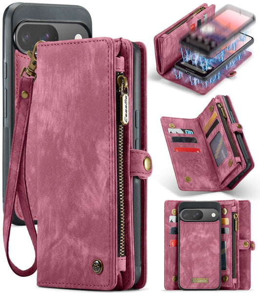 For Google Pixel 9 / 9 Pro CaseMe 008 Detachable Multifunctional Leather Phone Case(Wine Red) - Google Cases by CaseMe | Online Shopping UK | buy2fix