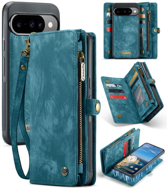 For Google Pixel 10 / 10 Pro CaseMe 008 Detachable Multifunctional Leather Phone Case(Blue) - Google Cases by CaseMe | Online Shopping UK | buy2fix
