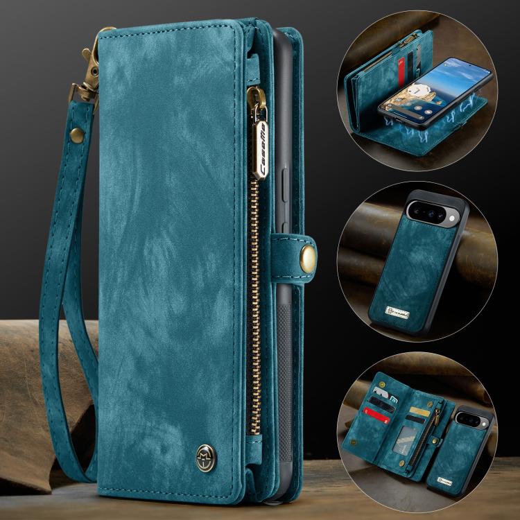 For Google Pixel 10 / 10 Pro CaseMe 008 Detachable Multifunctional Leather Phone Case(Blue) - Google Cases by CaseMe | Online Shopping UK | buy2fix