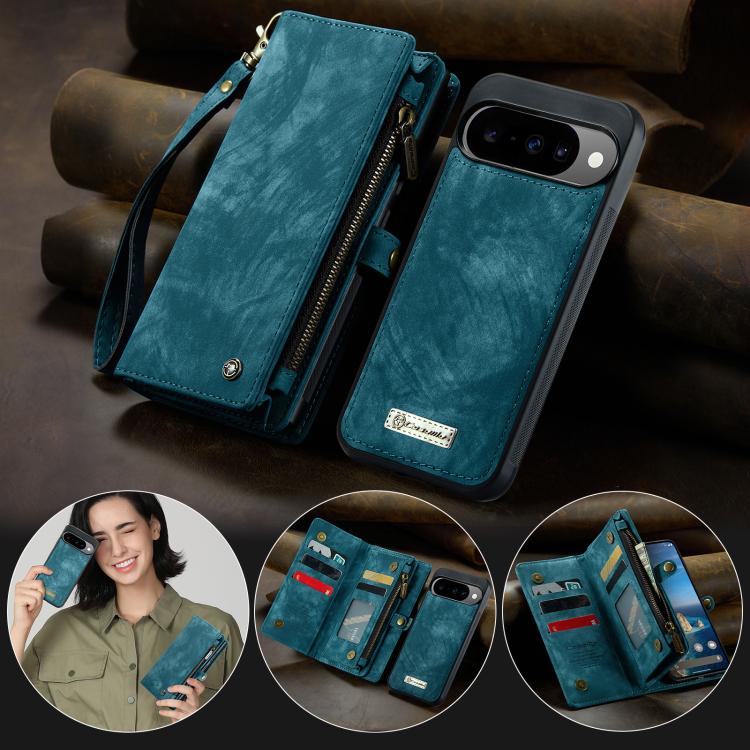 For Google Pixel 10 / 10 Pro CaseMe 008 Detachable Multifunctional Leather Phone Case(Blue) - Google Cases by CaseMe | Online Shopping UK | buy2fix