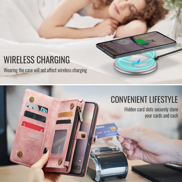 For Google Pixel 10 / 10 Pro CaseMe 008 Detachable Multifunctional Leather Phone Case(Pink) - Google Cases by CaseMe | Online Shopping UK | buy2fix