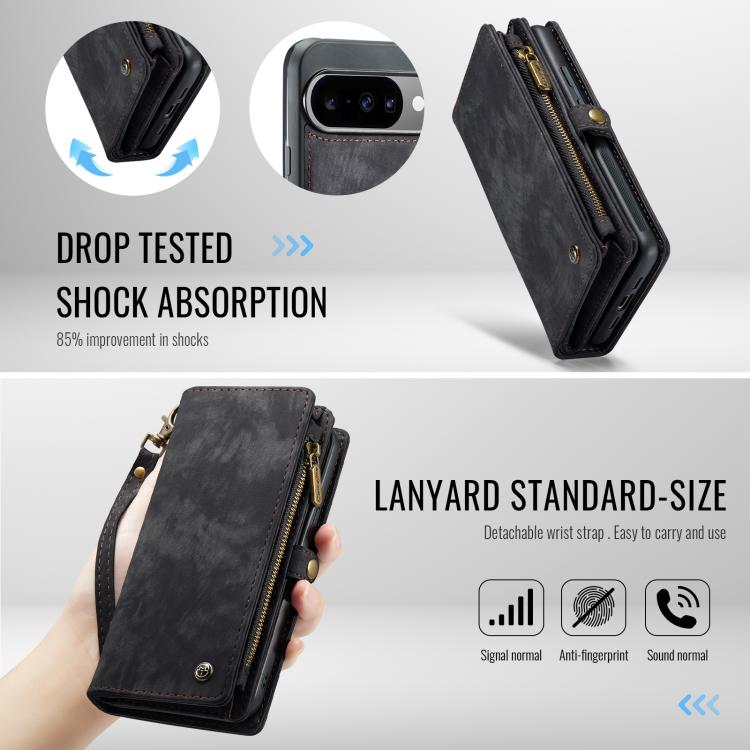 For Google Pixel 10 / 10 Pro CaseMe 008 Detachable Multifunctional Leather Phone Case(Black) - Google Cases by CaseMe | Online Shopping UK | buy2fix