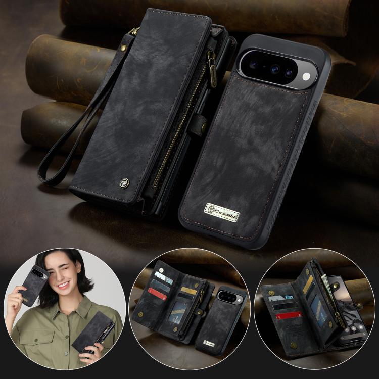 For Google Pixel 10 / 10 Pro CaseMe 008 Detachable Multifunctional Leather Phone Case(Black) - Google Cases by CaseMe | Online Shopping UK | buy2fix