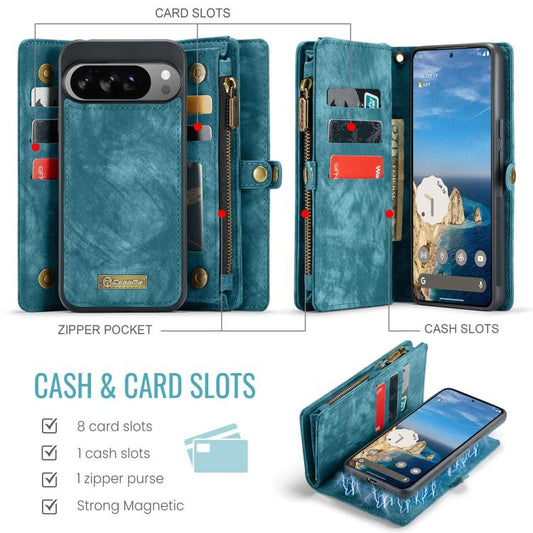 For Google Pixel 10 Pro XL CaseMe 008 Detachable Multifunctional Leather Phone Case(Blue) - Google Cases by CaseMe | Online Shopping UK | buy2fix