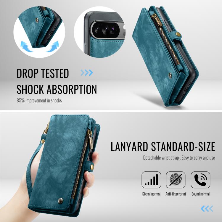 For Google Pixel 10 Pro XL CaseMe 008 Detachable Multifunctional Leather Phone Case(Blue) - Google Cases by CaseMe | Online Shopping UK | buy2fix