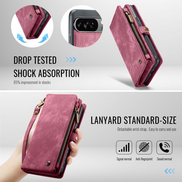 For Google Pixel 10 Pro XL CaseMe 008 Detachable Multifunctional Leather Phone Case(Wine Red) - Google Cases by CaseMe | Online Shopping UK | buy2fix