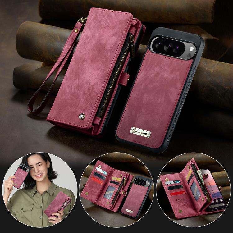 For Google Pixel 10 Pro XL CaseMe 008 Detachable Multifunctional Leather Phone Case(Wine Red) - Google Cases by CaseMe | Online Shopping UK | buy2fix