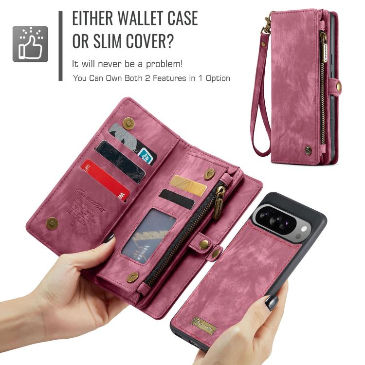 For Google Pixel 10 Pro XL CaseMe 008 Detachable Multifunctional Leather Phone Case(Wine Red) - Google Cases by CaseMe | Online Shopping UK | buy2fix