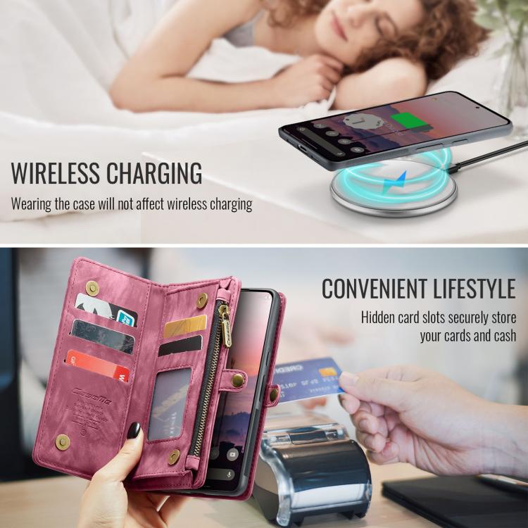 For Google Pixel 10 Pro XL CaseMe 008 Detachable Multifunctional Leather Phone Case(Wine Red) - Google Cases by CaseMe | Online Shopping UK | buy2fix