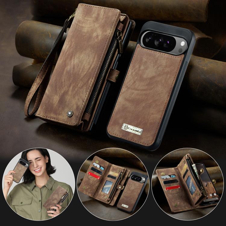 For Google Pixel 10 Pro XL CaseMe 008 Detachable Multifunctional Leather Phone Case(Brown) - Google Cases by CaseMe | Online Shopping UK | buy2fix