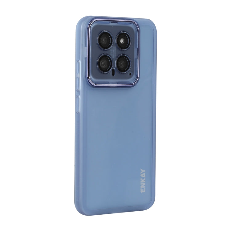 For Xiaomi 14 ENKAY Hat-Prince Translucent Matte TPU Phone Case with Lens Film(Blue) - Xiaomi Cases by ENKAY | Online Shopping UK | buy2fix