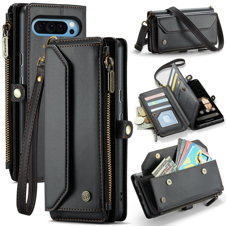 For Google Pixel 9 Pro XL / 10 Pro XL CaseMe C36 Card Slots Zipper Wallet RFID Anti-theft Leather Phone Case(Black) - Google Cases by CaseMe | Online Shopping UK | buy2fix