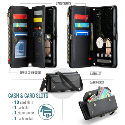 For Google Pixel 9 Pro XL / 10 Pro XL CaseMe C36 Card Slots Zipper Wallet RFID Anti-theft Leather Phone Case(Black) - Google Cases by CaseMe | Online Shopping UK | buy2fix