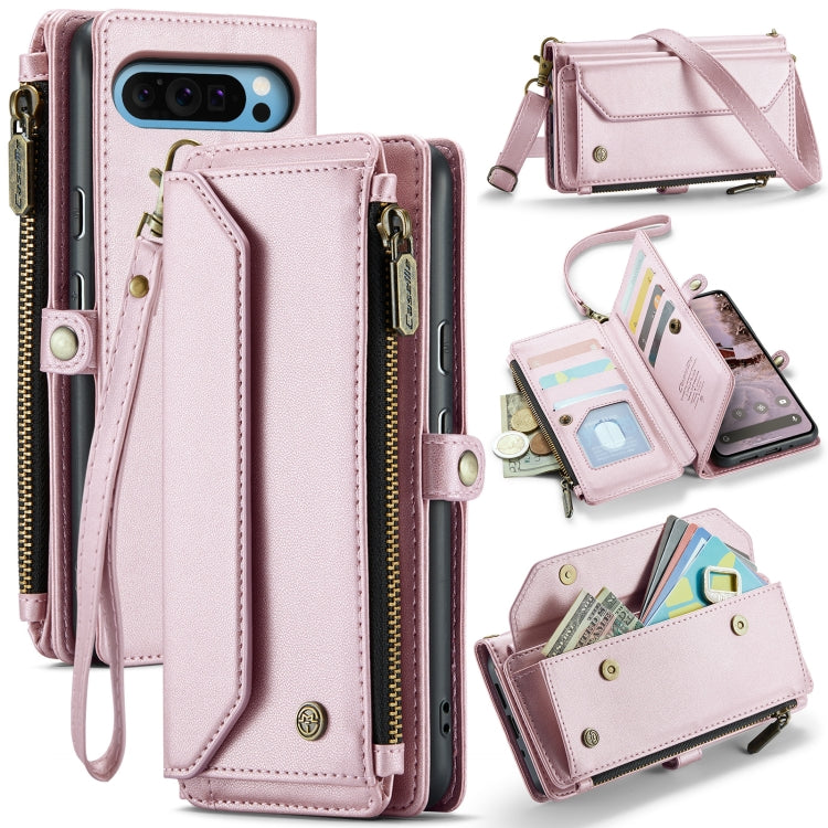 For Google Pixel 9 Pro XL / 10 Pro XL CaseMe C36 Card Slots Zipper Wallet RFID Anti-theft Leather Phone Case(Pink) - Google Cases by CaseMe | Online Shopping UK | buy2fix