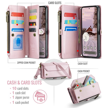 For Google Pixel 9 Pro XL / 10 Pro XL CaseMe C36 Card Slots Zipper Wallet RFID Anti-theft Leather Phone Case(Pink) - Google Cases by CaseMe | Online Shopping UK | buy2fix